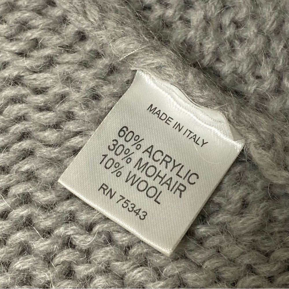Elsamanda Wool/Mohair Blend Gray Open Knit Shawl Collar Cardigan Women's Size M - Picture 5 of 13